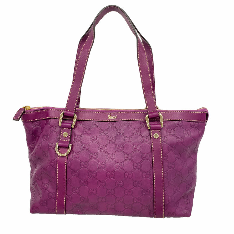 【6hc2785-k】グッチ トートバッグ グッチシマ 141470 レザー パープル シャンパンゴールド金具【中古】レディース