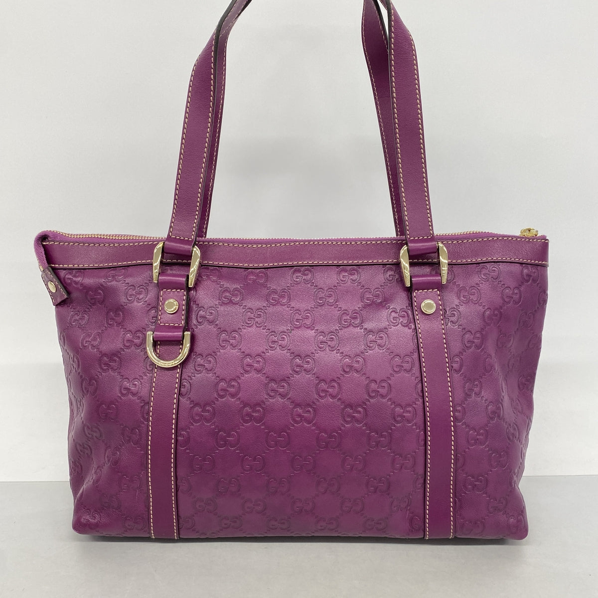 【6hc2785-k】グッチ トートバッグ グッチシマ 141470 レザー パープル シャンパンゴールド金具【中古】レディース