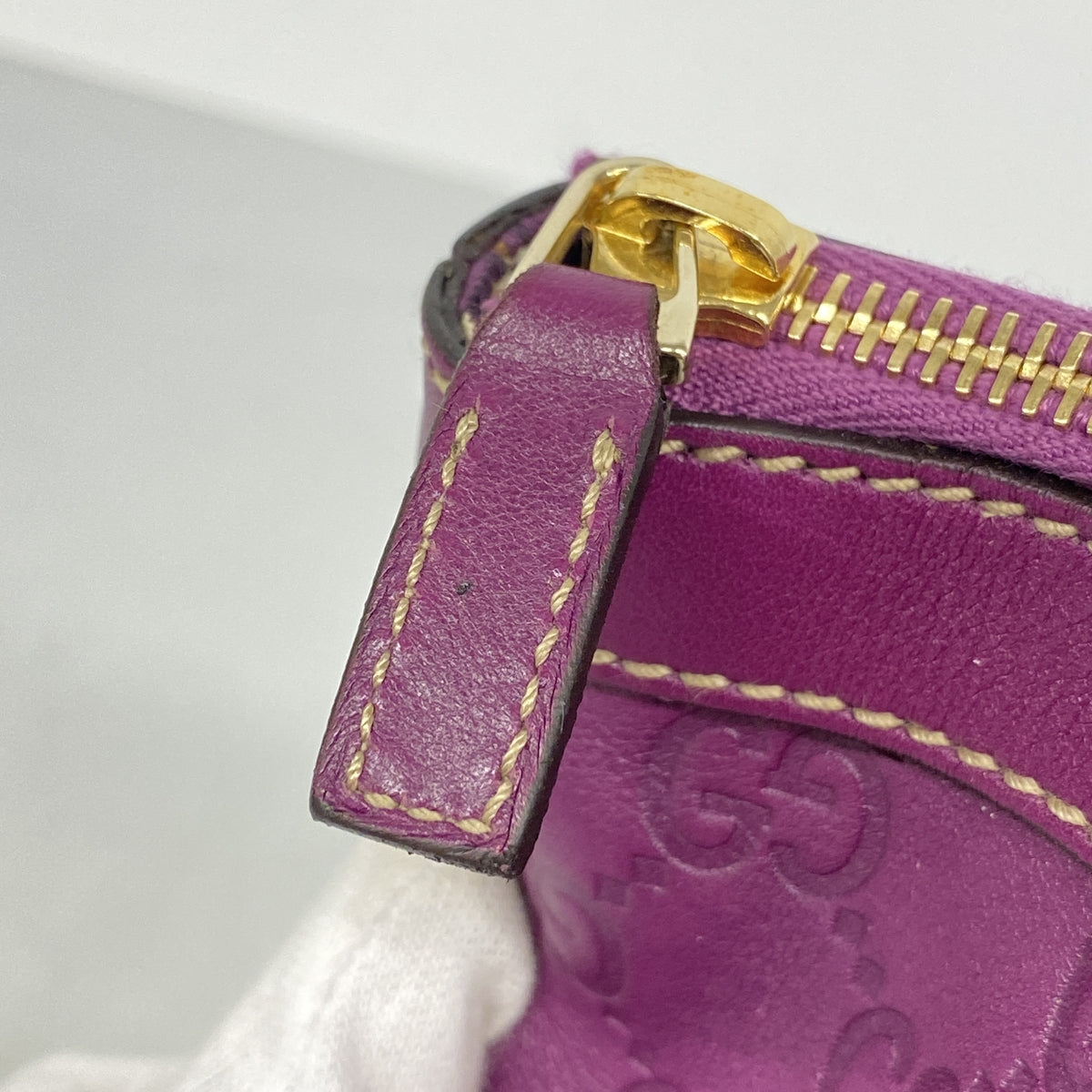 【6hc2785-k】グッチ トートバッグ グッチシマ 141470 レザー パープル シャンパンゴールド金具【中古】レディース