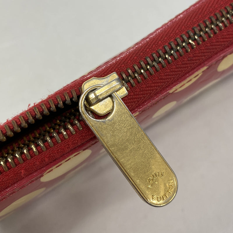 【6hc2802】ルイヴィトン 長財布 ヴェルニ ドットインフィニティ ジッピーウォレット M91572 ルージュ 草間彌生コラボ【中古】レディース