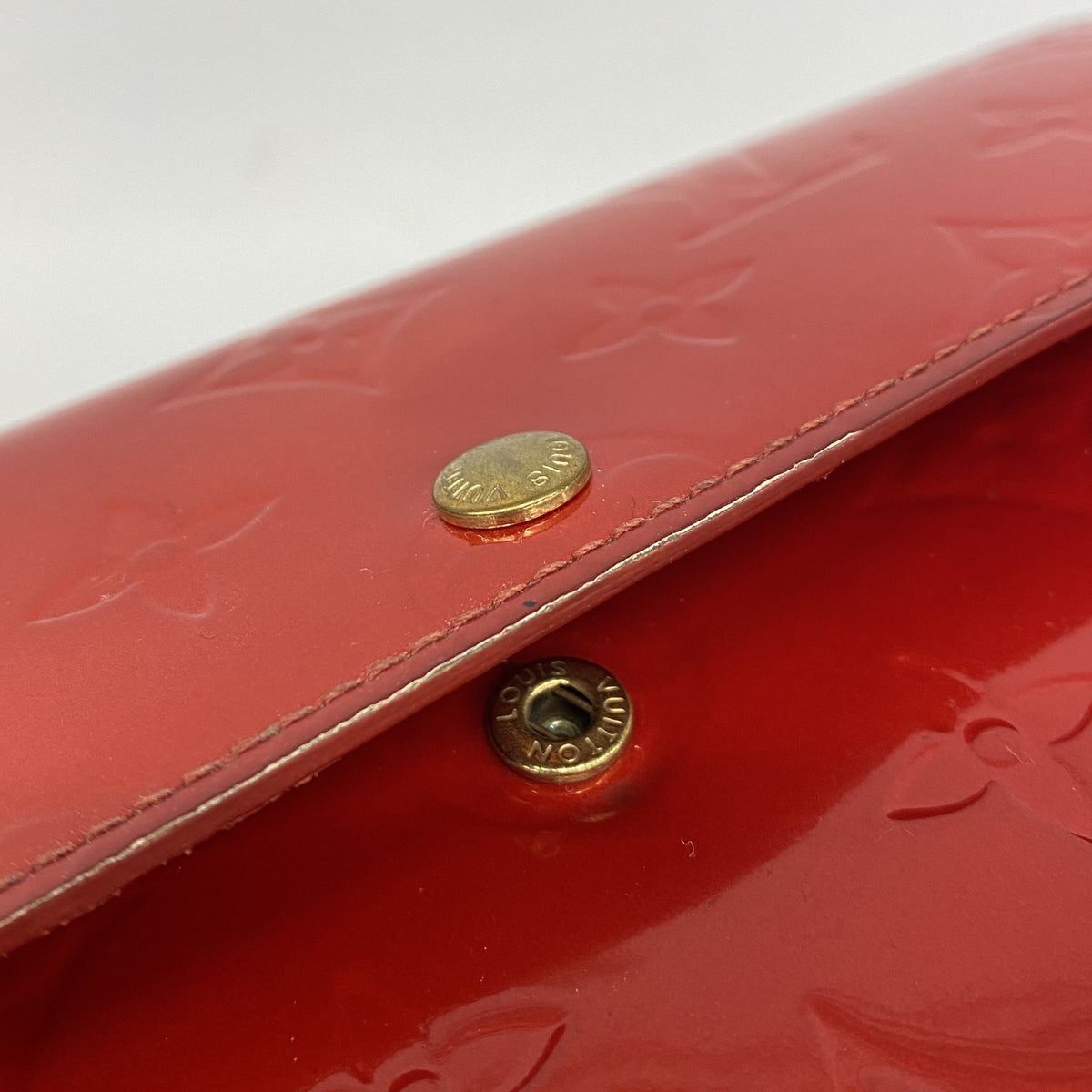 【6hc2803】ルイヴィトン 長財布 ヴェルニ ポシェットポルトモネクレディ M91281 ルージュ【中古】レディース