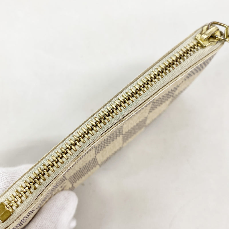 【6hc2812-k】ルイヴィトン コインケース ダミエ・アズール ポシェットクレ N62659 ホワイト【中古】レディース