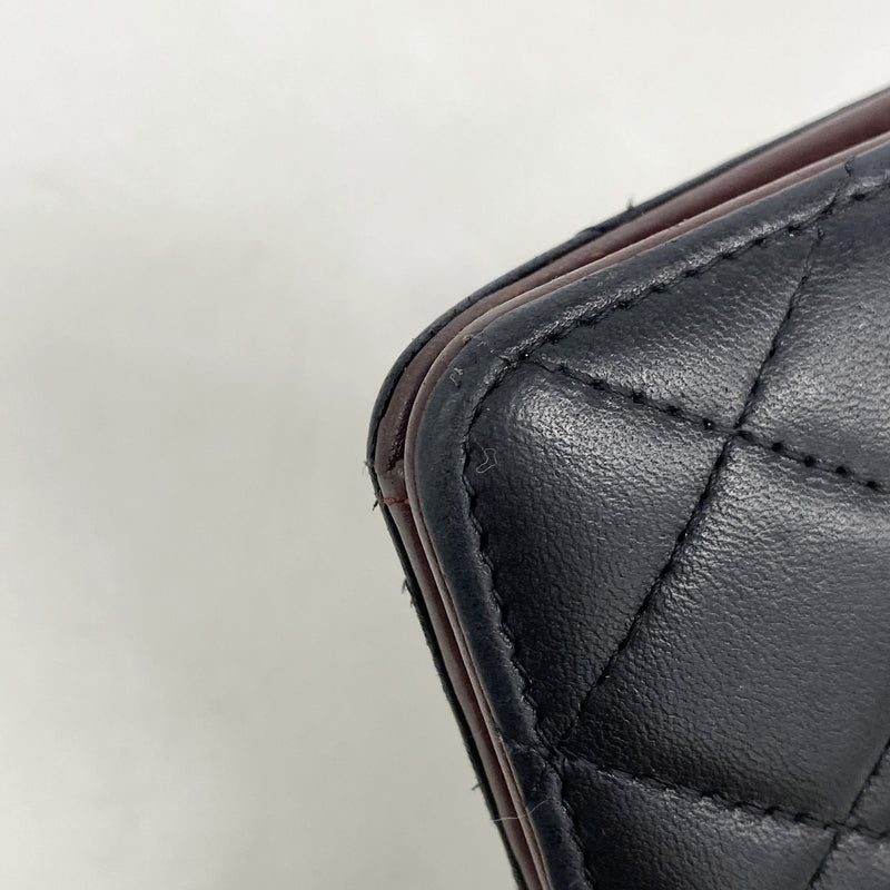 【6hc2815-k】シャネル 長財布 マトラッセ ラムスキン ブラック シルバー金具【中古】レディース