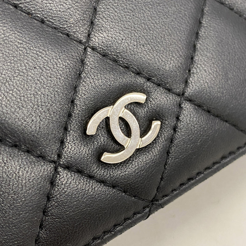 【6hc2815-k】シャネル 長財布 マトラッセ ラムスキン ブラック シルバー金具【中古】レディース