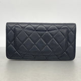 【6hc2815-k】シャネル 長財布 マトラッセ ラムスキン ブラック シルバー金具【中古】レディース