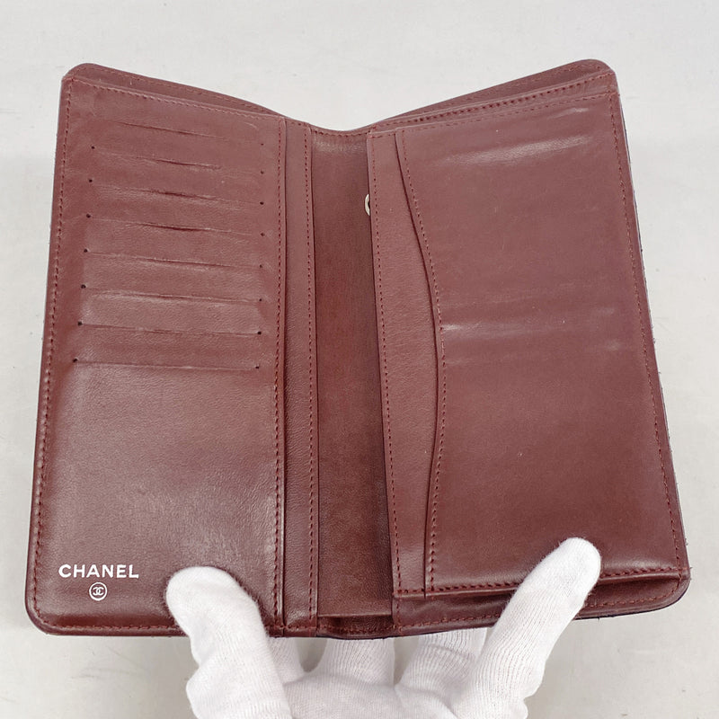 【6hc2815-k】シャネル 長財布 マトラッセ ラムスキン ブラック シルバー金具【中古】レディース