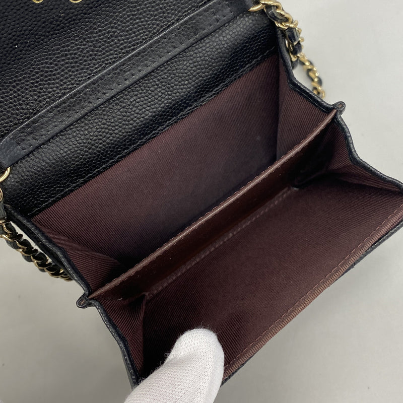 【6hc2825-k】シャネル ショルダーバッグ マトラッセ チェーンショルダー キャビアスキン ブラック ゴールド金具【中古】レディース