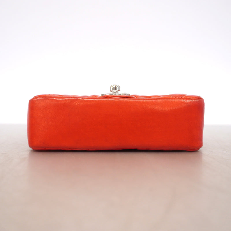 【6hc2834】シャネル ショルダーバッグ チェーンショルダー ラムスキン レッド シルバー金具【中古】レディース