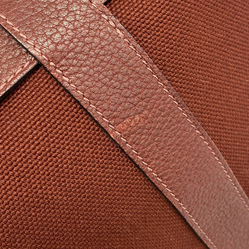 【6hc2836】エルメス トートバッグ プティットサンチュール トワルアッシュ レッド シルバー金具 □K刻印【中古】レディース