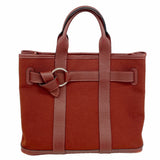 【6hc2836】エルメス トートバッグ プティットサンチュール トワルアッシュ レッド シルバー金具 □K刻印【中古】レディース