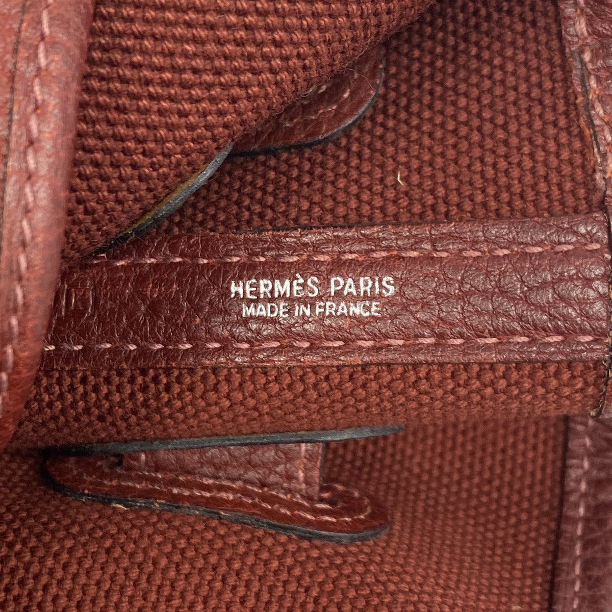 【6hc2836】エルメス トートバッグ プティットサンチュール トワルアッシュ レッド シルバー金具 □K刻印【中古】レディース