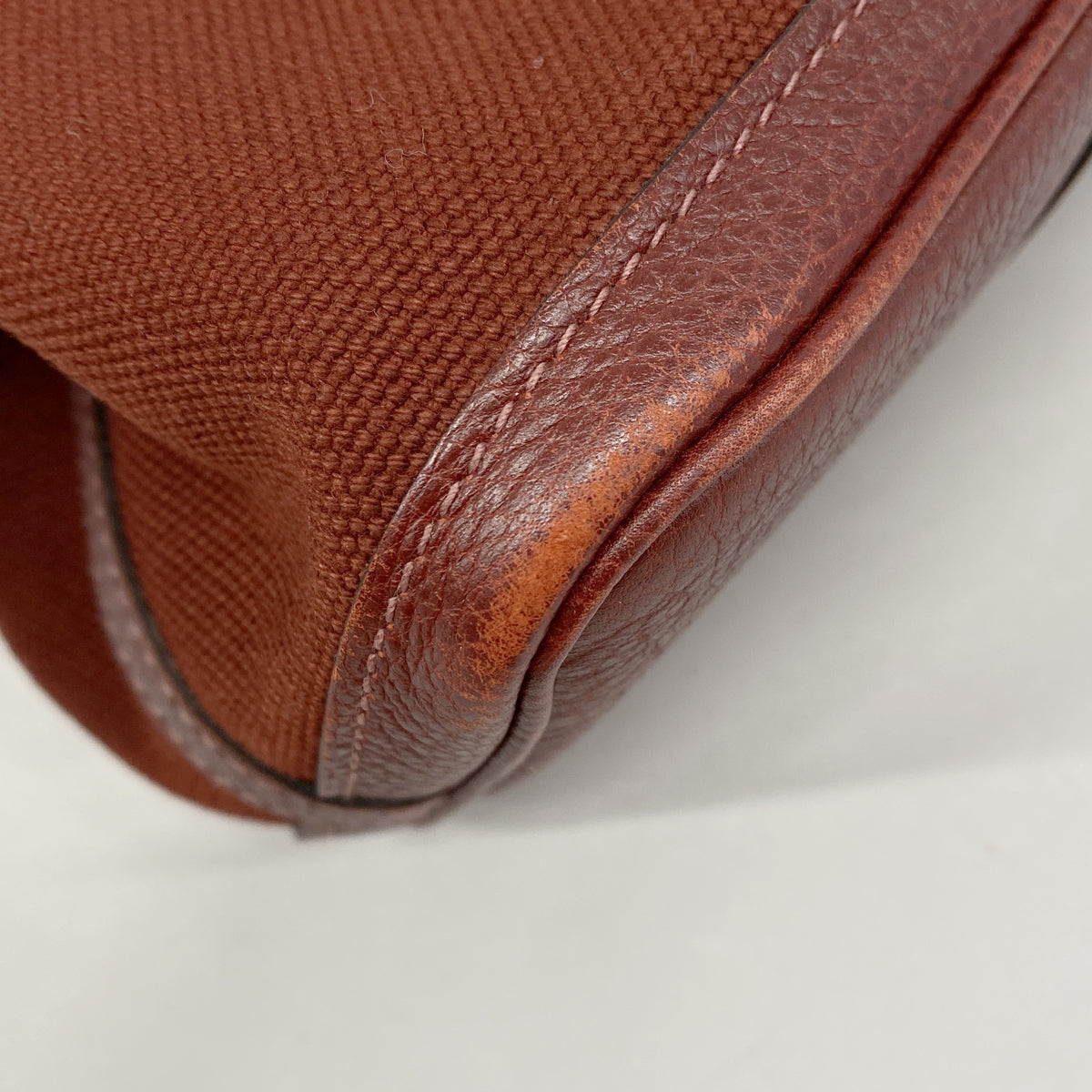 【6hc2836】エルメス トートバッグ プティットサンチュール トワルアッシュ レッド シルバー金具 □K刻印【中古】レディース