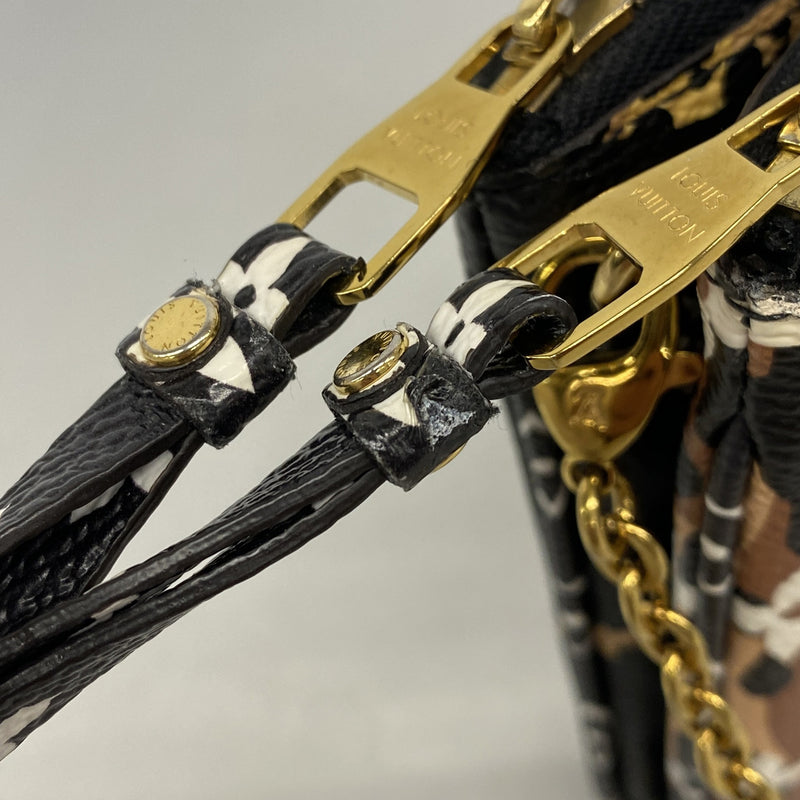 【6hc2848】ルイヴィトン ショルダーバッグ モノグラム・ジャングル ポシェットドゥーブルジップ M67874 ブラック ブラウン【中古】レディース