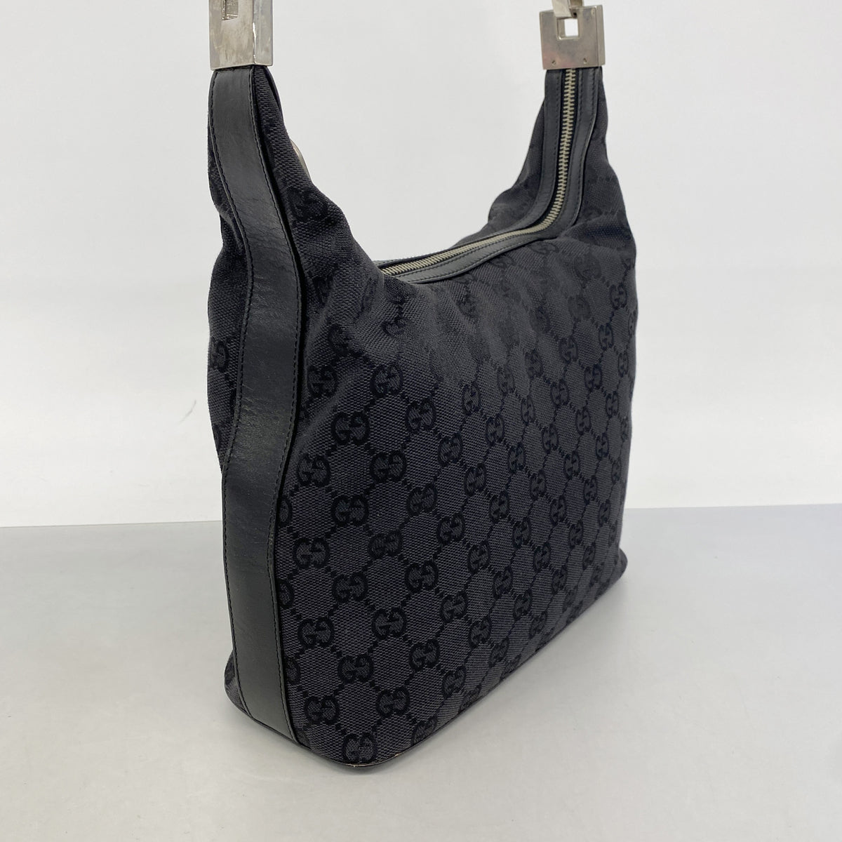 【6hc2854】グッチ ハンドバッグ GGキャンバス 001 3814 キャンバス ブラック シルバー金具【中古】レディース