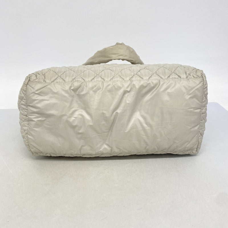 【6hc2855】シャネル トートバッグ コココクーン ナイロン グレー シルバー金具【中古】レディース