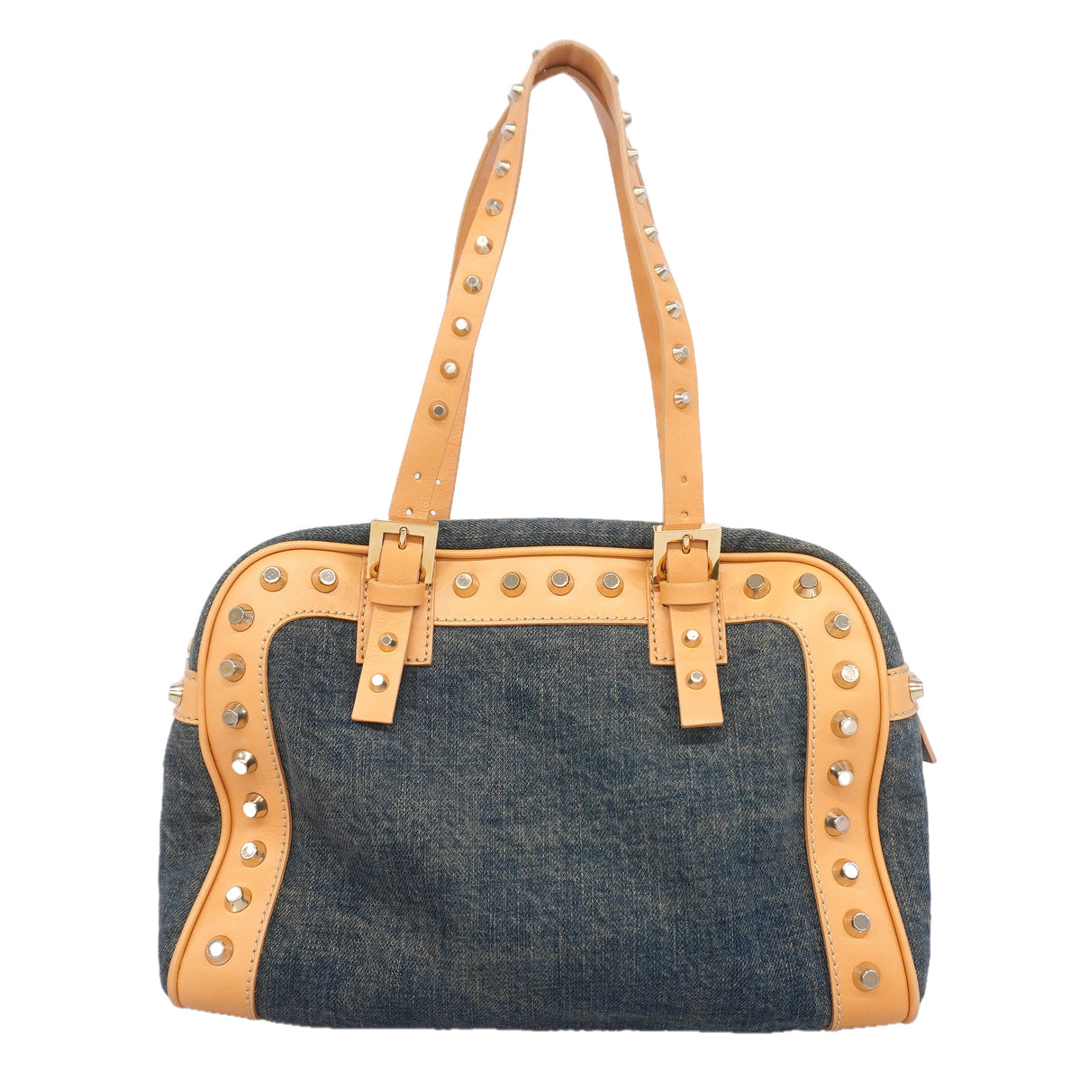 【6hc2861】フェンディ ハンドバッグ デニム ブルー シャンパンゴールド金具【中古】レディース
