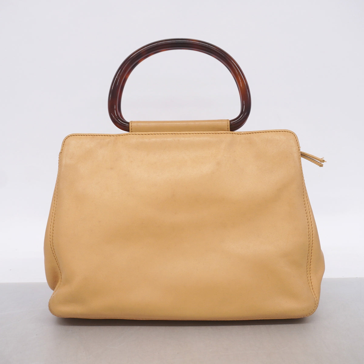 【6hc2862】シャネル ハンドバッグ ラムスキン ベージュ ゴールド金具【中古】レディース