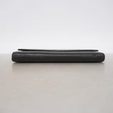 【6hc2875】シャネル 三つ折り長財布 カメリア ラムスキン ブラック シルバー金具【中古】レディース