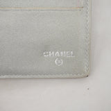 【6hc2875】シャネル 三つ折り長財布 カメリア ラムスキン ブラック シルバー金具【中古】レディース