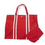 【6hc2878】エルメス トートバッグ ボラボラGM キャンバス レッド シルバー金具【中古】メンズ レディース ユニセックス