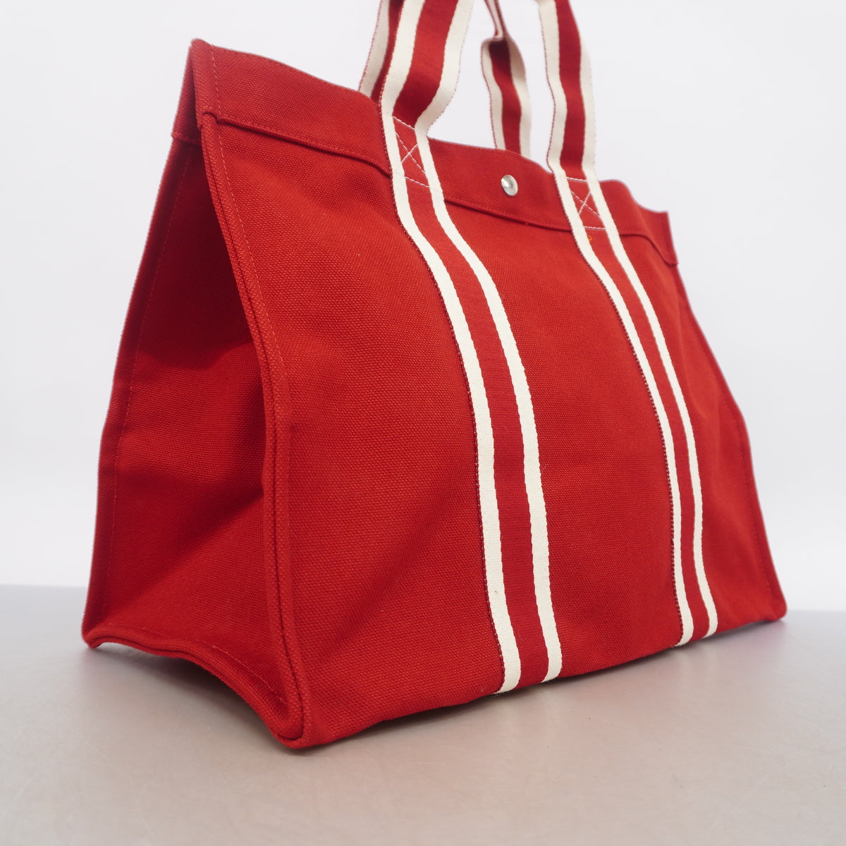 【6hc2878】エルメス トートバッグ ボラボラGM キャンバス レッド シルバー金具【中古】メンズ レディース ユニセックス