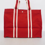 【6hc2878】エルメス トートバッグ ボラボラGM キャンバス レッド シルバー金具【中古】メンズ レディース ユニセックス