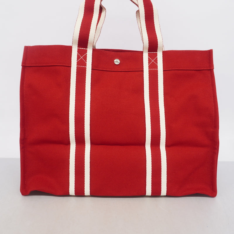 【6hc2878】エルメス トートバッグ ボラボラGM キャンバス レッド シルバー金具【中古】メンズ レディース ユニセックス