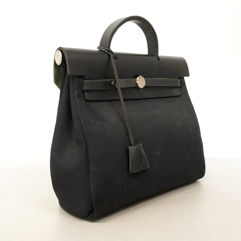 【6hb0099】エルメス ハンドバッグ エールバッグアドPM トワルオフィシエ ブラック シルバー金具 □F刻印 2wayバッグ【中古】レディース