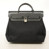 【6hb0099】エルメス ハンドバッグ エールバッグアドPM トワルオフィシエ ブラック シルバー金具 □F刻印 2wayバッグ【中古】レディース