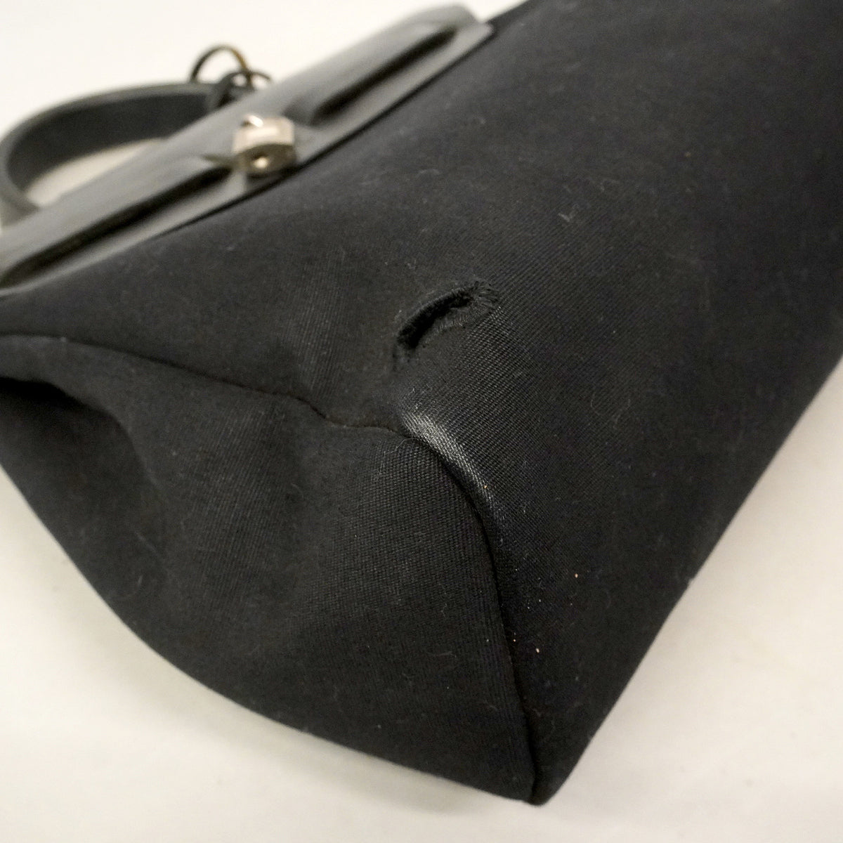 【6hb0099】エルメス ハンドバッグ エールバッグアドPM トワルオフィシエ ブラック シルバー金具 □F刻印 2wayバッグ【中古】レディース