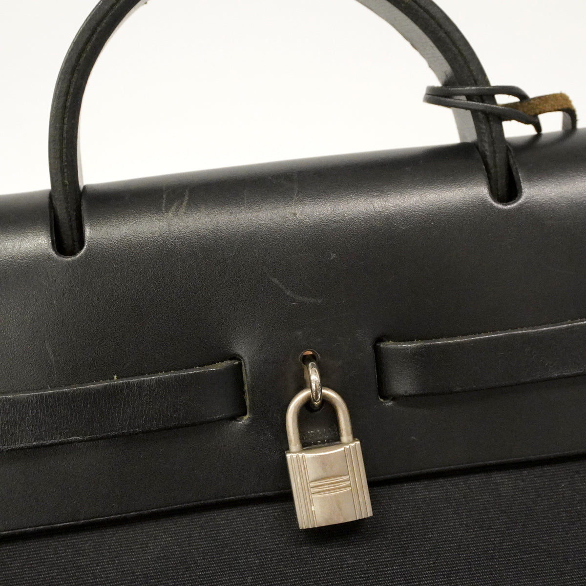 【6hb0099】エルメス ハンドバッグ エールバッグアドPM トワルオフィシエ ブラック シルバー金具 □F刻印 2wayバッグ【中古】レディース