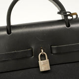 【6hb0099】エルメス ハンドバッグ エールバッグアドPM トワルオフィシエ ブラック シルバー金具 □F刻印 2wayバッグ【中古】レディース