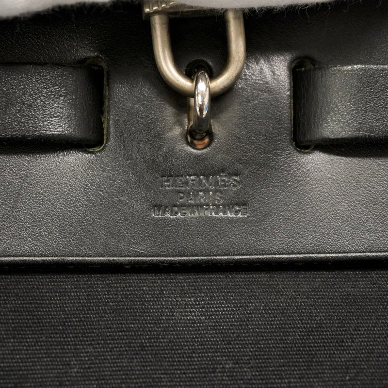 【6hb0099】エルメス ハンドバッグ エールバッグアドPM トワルオフィシエ ブラック シルバー金具 □F刻印 2wayバッグ【中古】レディース