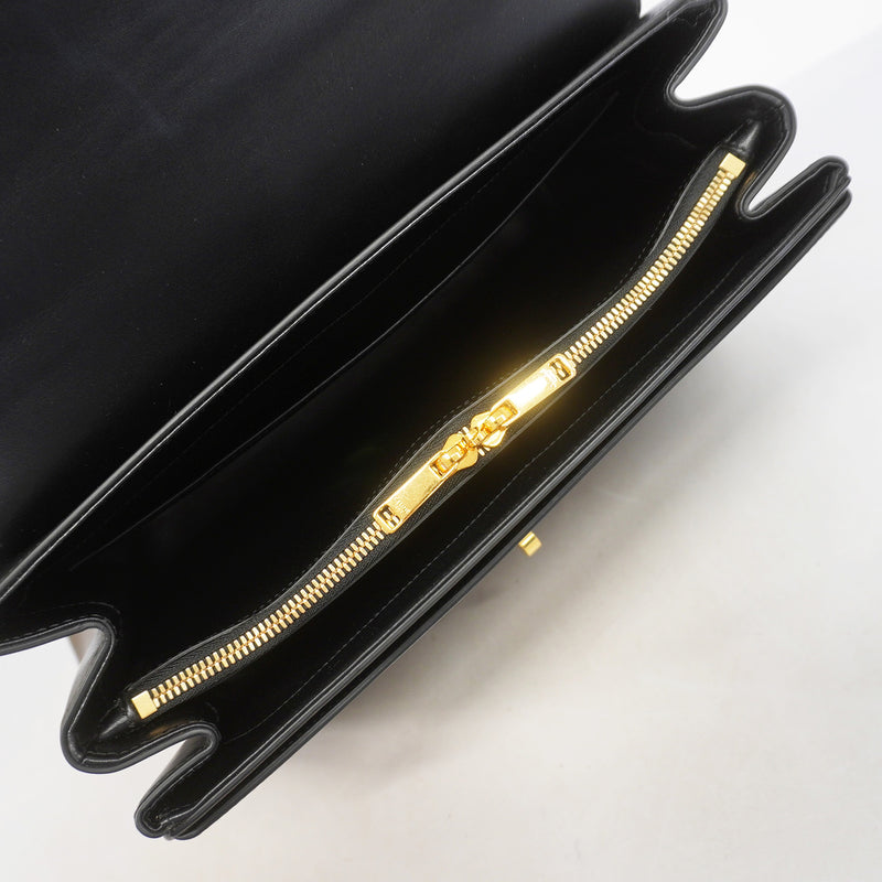 【6hd2954-h】セリーヌ ハンドバッグ セーズ レザー ブラック ゴールド金具 2wayバッグ【中古】レディース