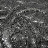 【6hd2955-h】シャネル トートバッグ 復刻トート キャビアスキン ブラック ゴールド金具【中古】レディース