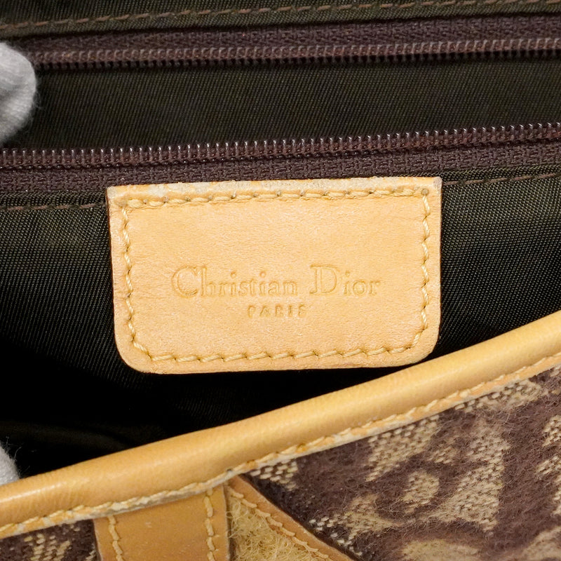 【6hd2965-h】クリスチャンディオール ハンドバッグ トロッター サドル キャンバス ブラウン【中古】レディース