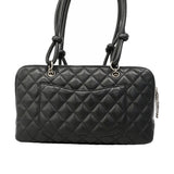 【6hd2967-h】シャネル ショルダーバッグ カンボン ラムスキン ブラック シルバー金具【中古】レディース