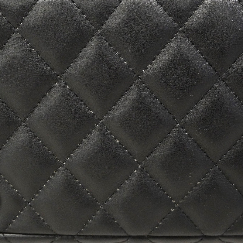 【6hd2967-h】シャネル ショルダーバッグ カンボン ラムスキン ブラック シルバー金具【中古】レディース