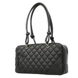 【6hd2967-h】シャネル ショルダーバッグ カンボン ラムスキン ブラック シルバー金具【中古】レディース