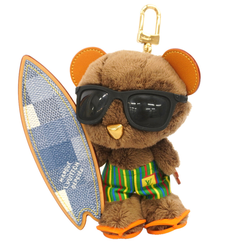 【6hd2998】ルイヴィトン キーホルダー・チャーム ダミエ バッグチャームLVルイベアサーフ M03795 ブラウン ブルー【中古】メンズ レディース ユニセックス