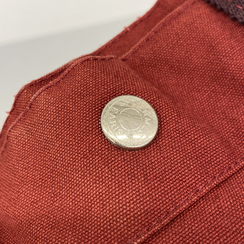 【6hd3005】エルメス トートバッグ フールトゥMM キャンバス レッド シルバー金具【中古】メンズ レディース ユニセックス