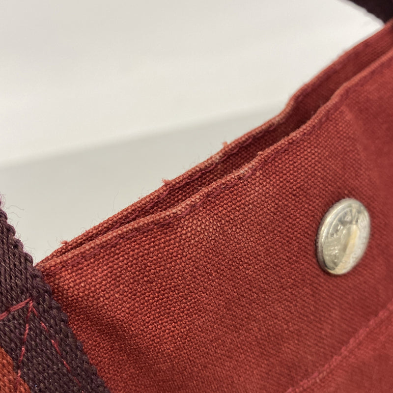【6hd3005】エルメス トートバッグ フールトゥMM キャンバス レッド シルバー金具【中古】メンズ レディース ユニセックス