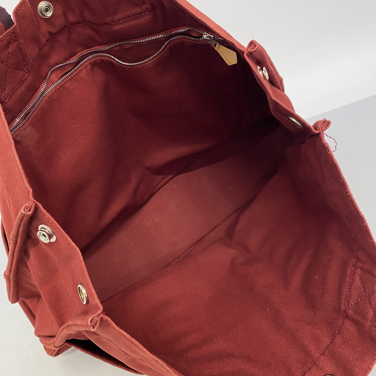 【6hd3005】エルメス トートバッグ フールトゥMM キャンバス レッド シルバー金具【中古】メンズ レディース ユニセックス