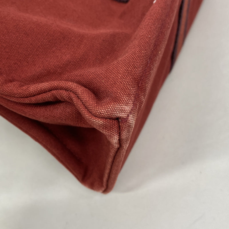 【6hd3005】エルメス トートバッグ フールトゥMM キャンバス レッド シルバー金具【中古】メンズ レディース ユニセックス
