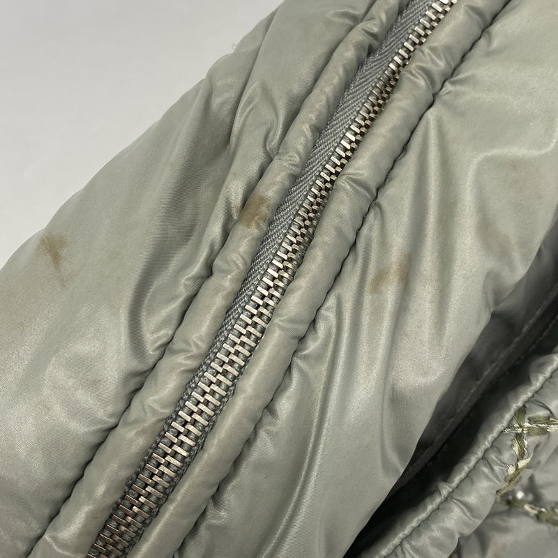 【6hd3006】シャネル チェーントート ナイロン グリーン シルバー金具【中古】レディース