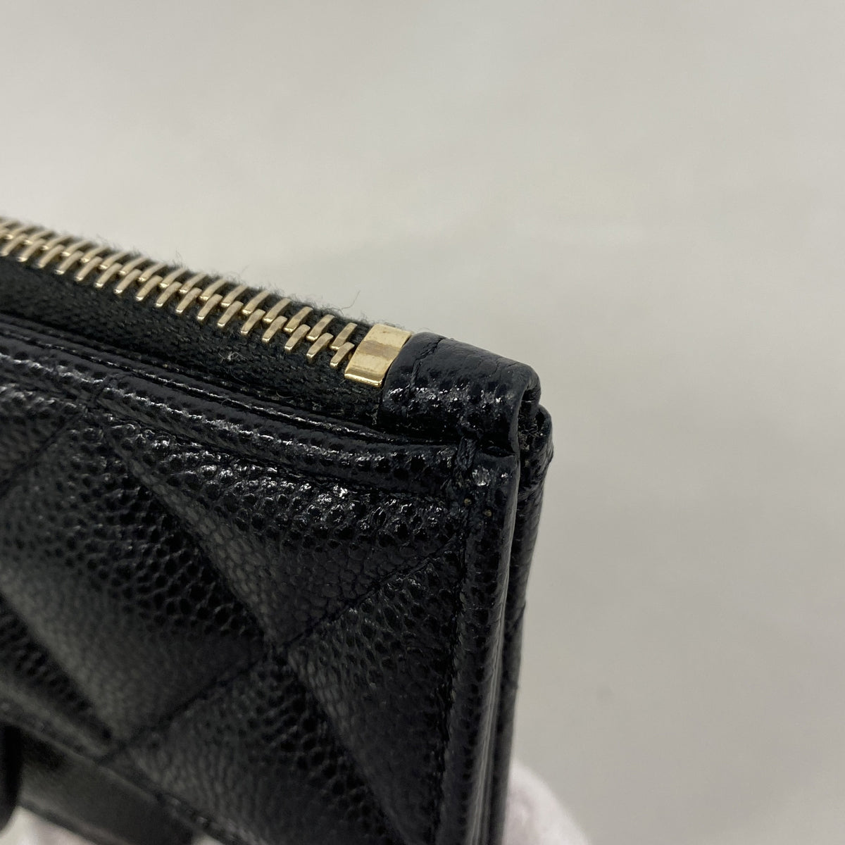 【6hd3007】シャネル コインケース マトラッセ キャビアスキン ブラック シャンパンゴールド金具【中古】レディース