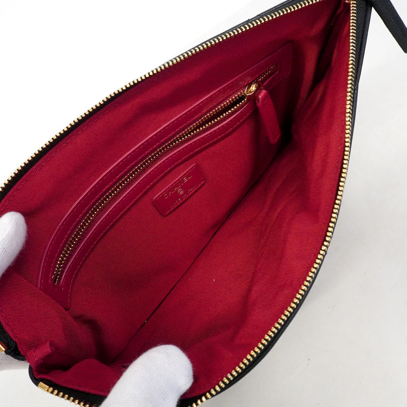 【6hd3052-k】シャネル クラッチバッグ シャネル19 ラムスキン ブラック ゴールド金具【中古】レディース