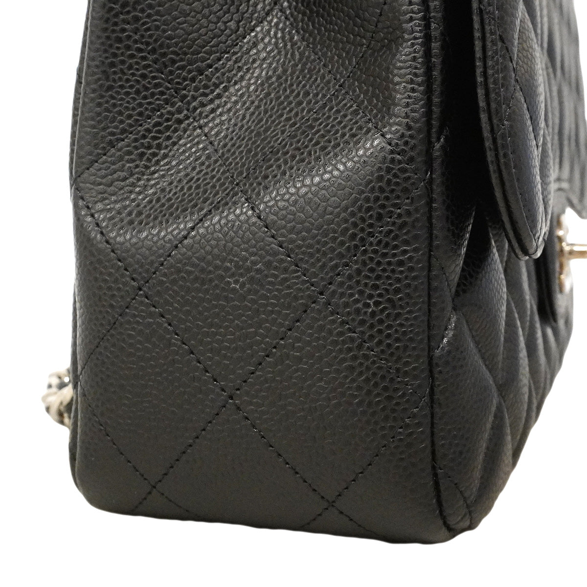 【6hd3064-h】シャネル ショルダーバッグ デカマトラッセ Wチェーン キャビアスキン ブラック シルバー金具【中古】レディース