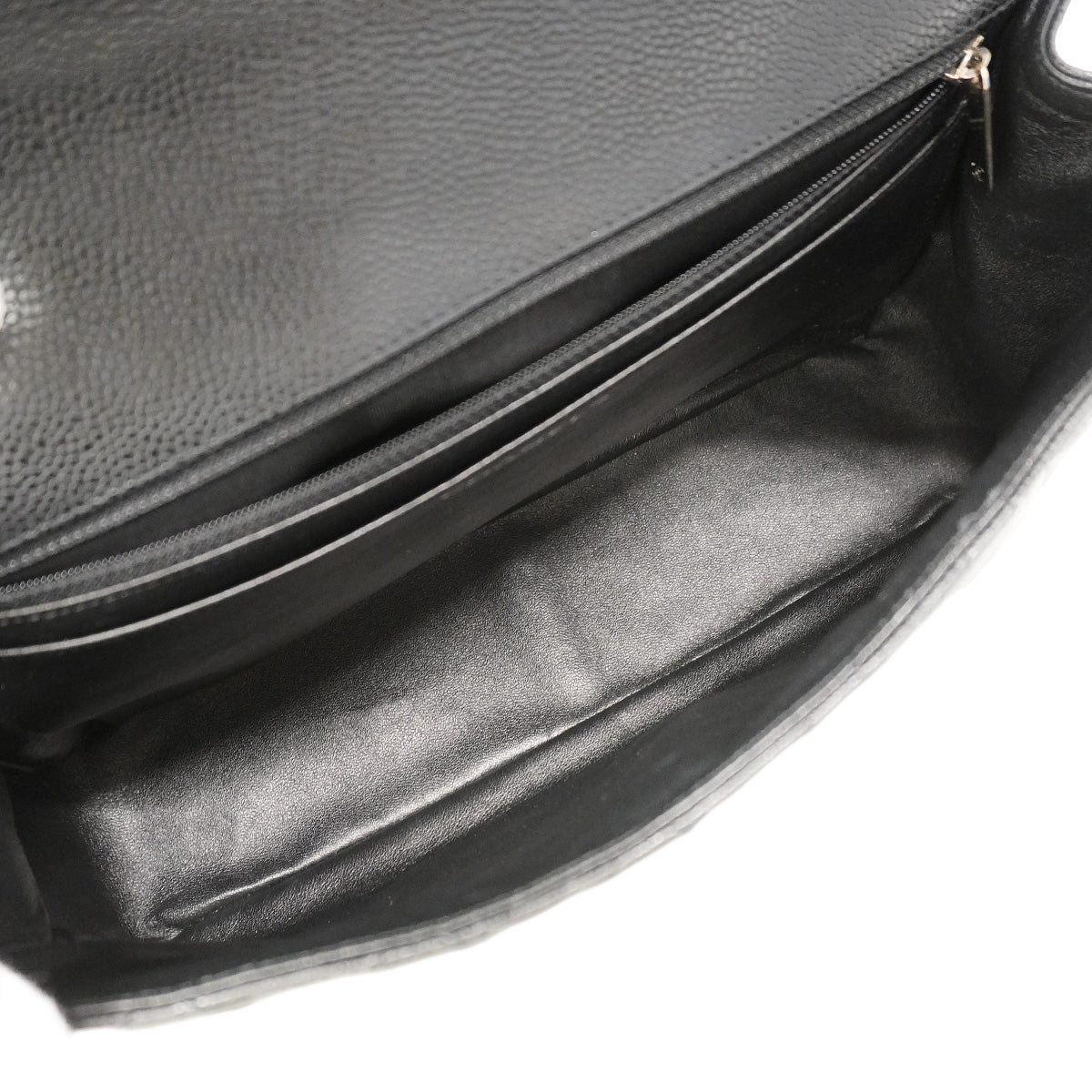【6hd3064-h】シャネル ショルダーバッグ デカマトラッセ Wチェーン キャビアスキン ブラック シルバー金具【中古】レディース