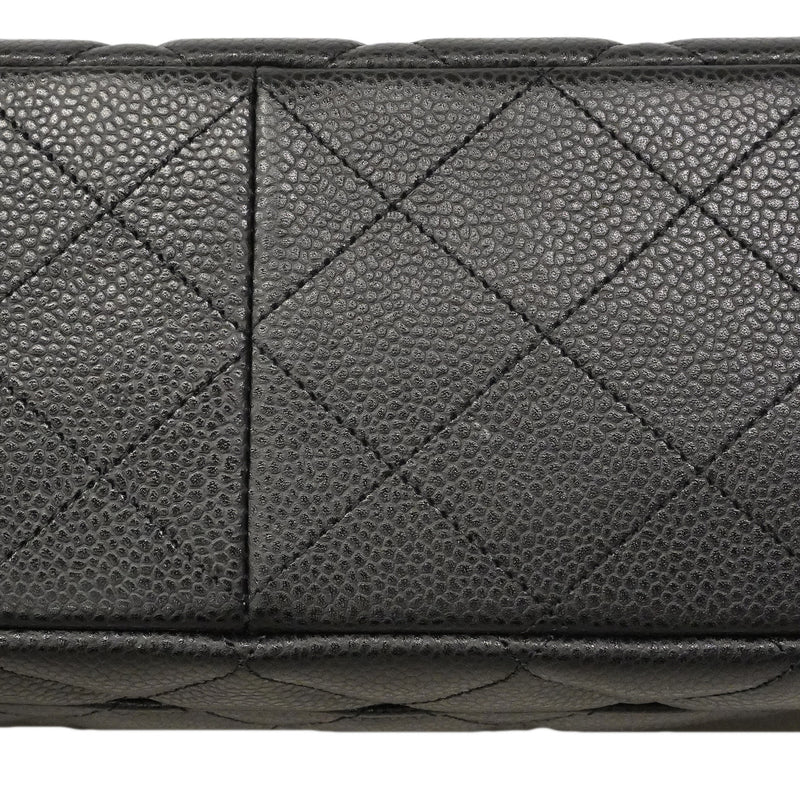 【6hd3064-h】シャネル ショルダーバッグ デカマトラッセ Wチェーン キャビアスキン ブラック シルバー金具【中古】レディース